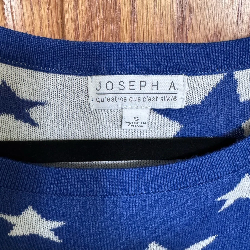 Joseph A Blue and White Starry Short Sleeve Sweater - Picture 4 of 4